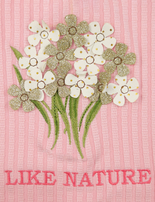 FL - 1704 Peach Embroidery Cord Set ( Pack of 6 )