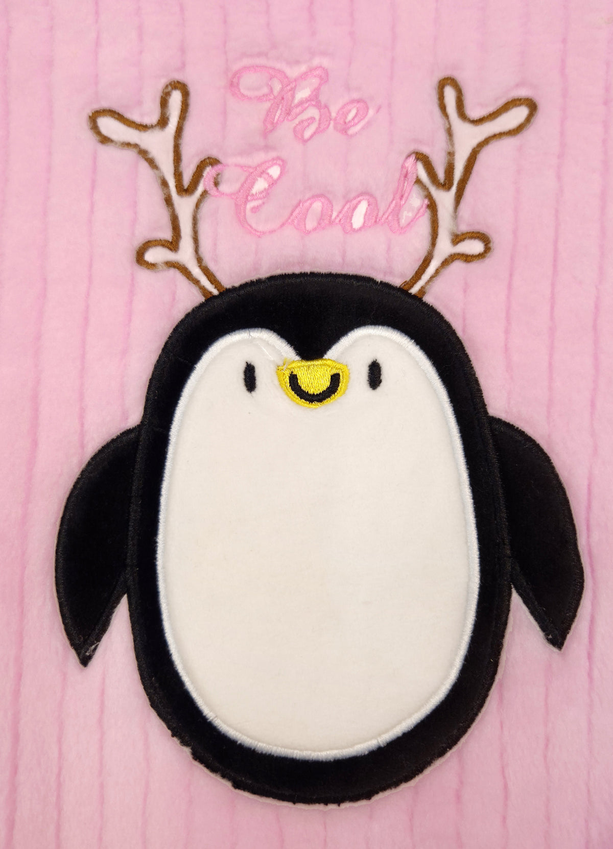 544 - Pink - ๐ง Infant Pink Penguin Embroidered Cozy Set| 320 - 340 GSM Imported Soft Fabric