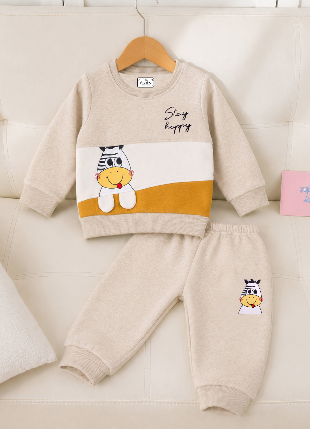 YB - 2518 - Beige | 330-340 GSM Cotton Fleece Premium Design