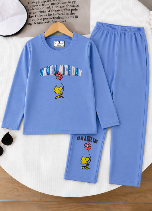 YB - 9034 - Blue - Premium quality cotton lycra fabric 180-190 gsm with print and embroidery