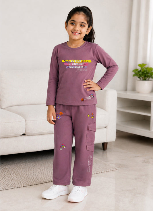 YB - 9035 - Purple - Premium quality cotton lycra fabric 180-190 gsm with print and cargo pocket