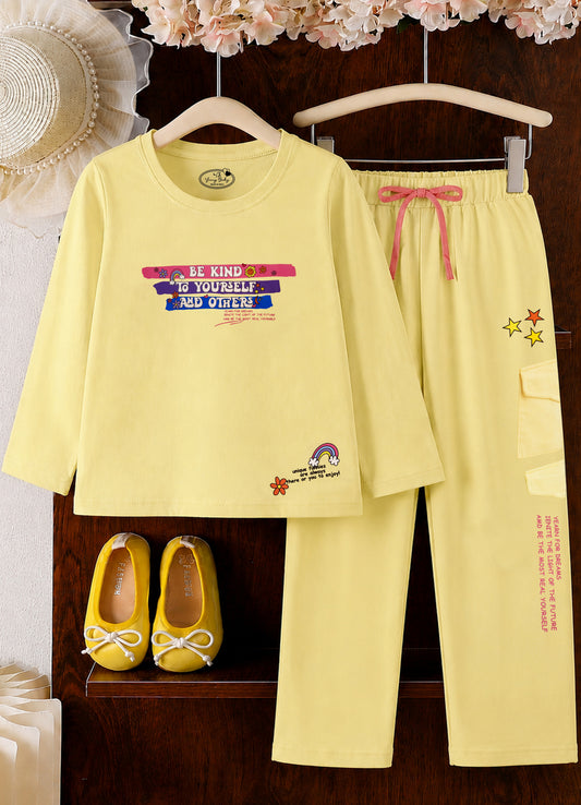 YB - 9035 - Yellow - Premium quality cotton lycra fabric 180-190 gsm with print and cargo pocket