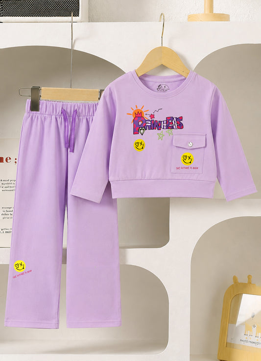 YB - 9040 - Lavender - Premium quality cotton lycra fabric 180-190 gsm with print and cargo pocket
