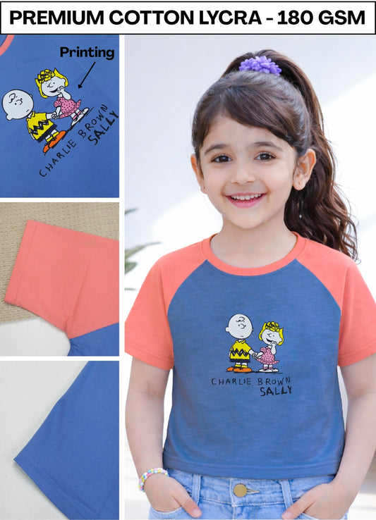 Yb - 36 - Blue Printed Croptop ( Pack of 6 )