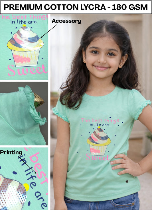 FL - 6014 - Fancy Cyan Color Top ( Pack of 6 )