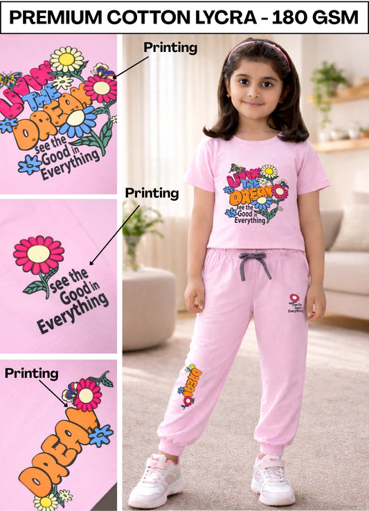 Yb - 56 Pink Printed Cord Set ( Pack of 6 )