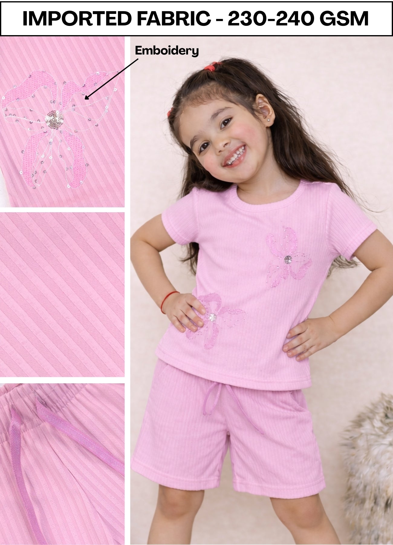 FL - 1687 Pink Cord Set - ( Pack of 6 )