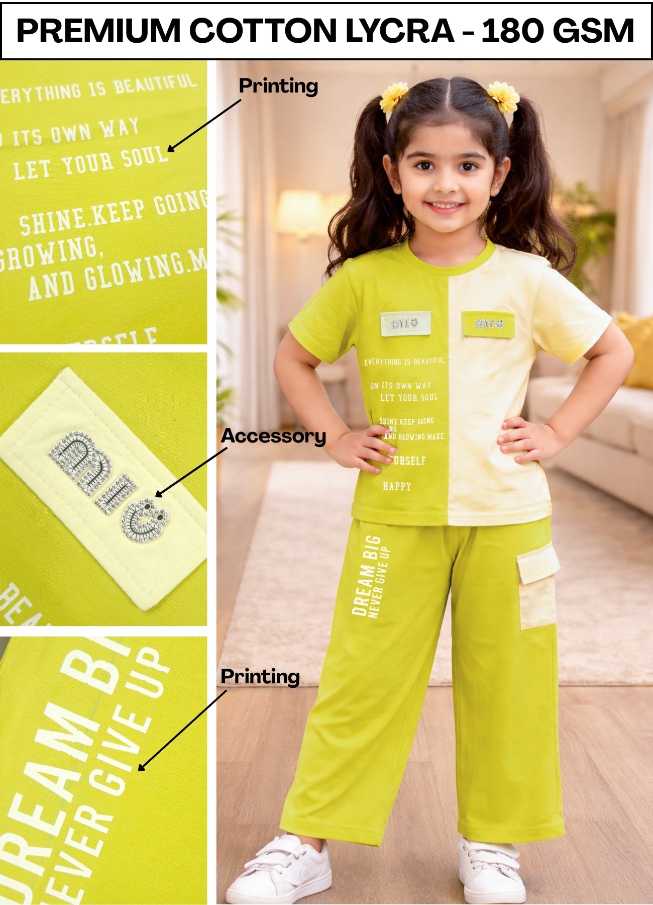 FL - 1701 Light Green Cord Set - ( Pack of 6 )