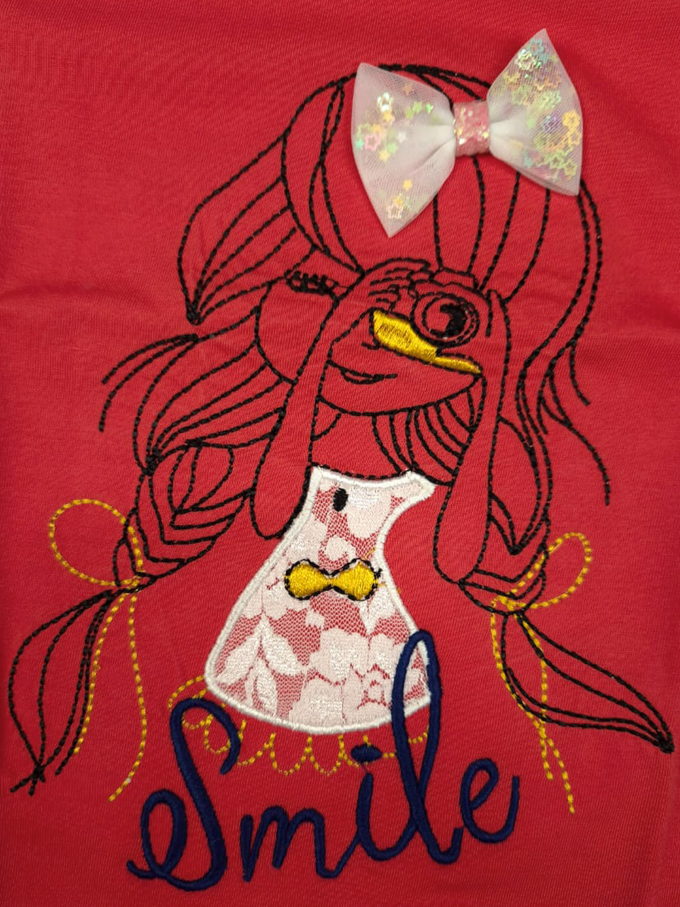 FL - 6022 - Red Emboidery Top ( Pack of 6 )