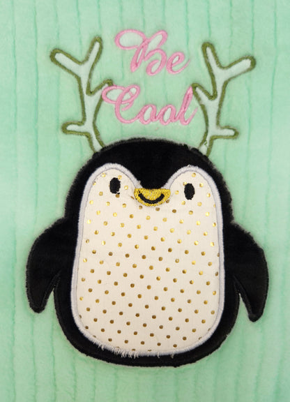 544 - Aqua Blue - 🐧 infant Minty Penguin Embroidered Cozy Set | 320 - 340 GSM Imported Soft Fabric
