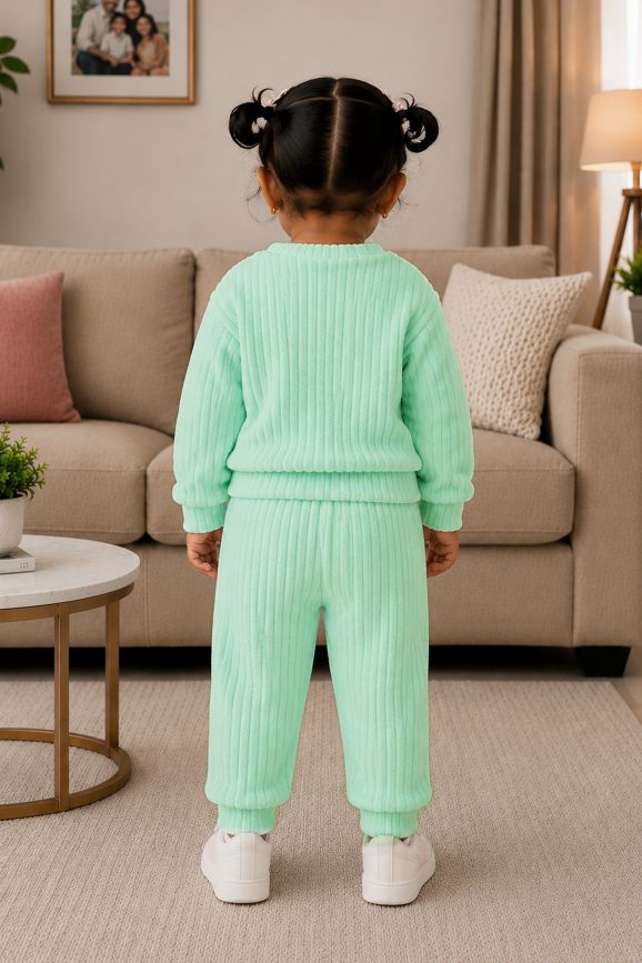 544 - Aqua Blue - 🐧 infant Minty Penguin Embroidered Cozy Set | 320 - 340 GSM Imported Soft Fabric