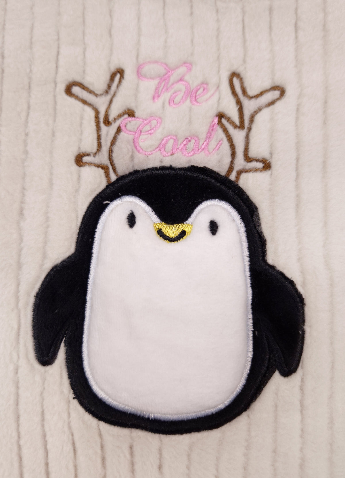 544 - Grey - 🐧 Infant Gray Penguin Embroidered Cozy Set| 320 - 340 GSM Imported Soft Fabric