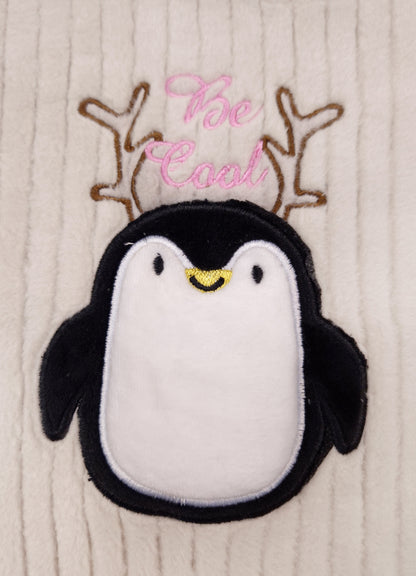 544 - Grey - 🐧 Infant Gray Penguin Embroidered Cozy Set| 320 - 340 GSM Imported Soft Fabric