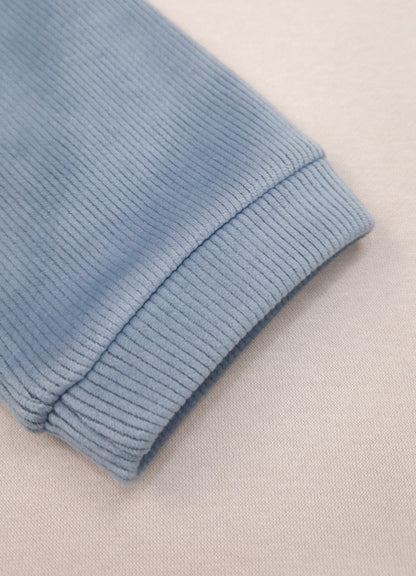 545 - Sky - Infant Sweet Cloud Dreams – Embroidered Ribbed Cord Set| 320 - 340 GSM Imported Soft Fabric