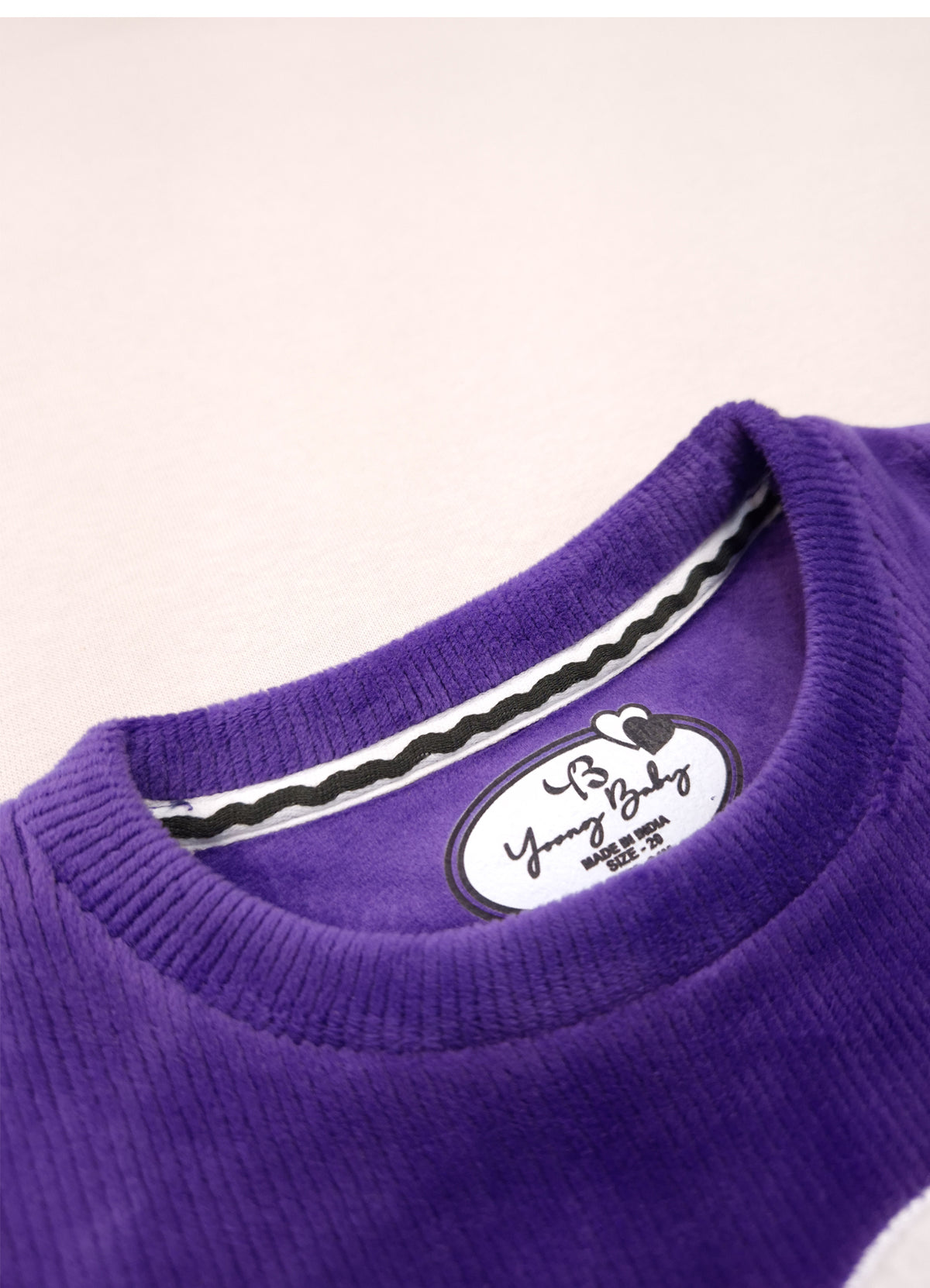 545 - Purple - Infant Sweet Cloud Dreams – Embroidered Ribbed Cord Set | 320 - 340 GSM Imported Soft Fabric